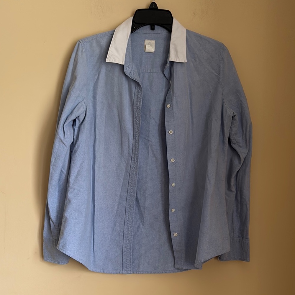 J.Crew The Boy Shirt Light Blue Button-Up Shirt with White Collar Size 10